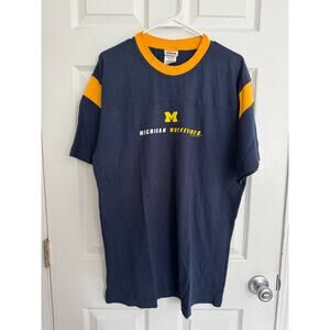 CSA Vintage University of Michigan Wolverines Blue w Yellow Henley Sz: Large